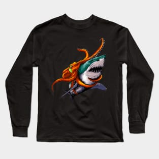 Shark Vs Octopus Long Sleeve T-Shirt